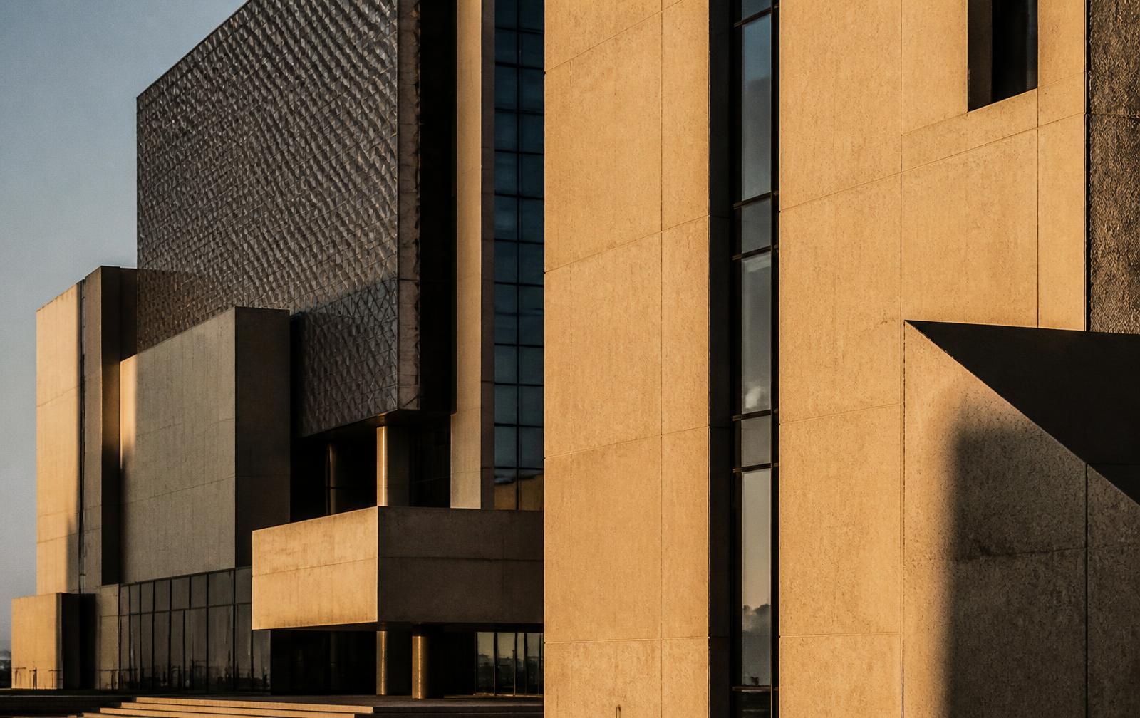 Modern Riyadh architecture in late afternoon light